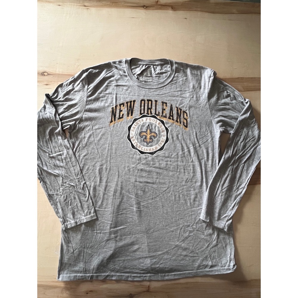 NFL New Orleans Saints Long Sleeve T-Shirt Gray XL Fleur De Lis Graphic